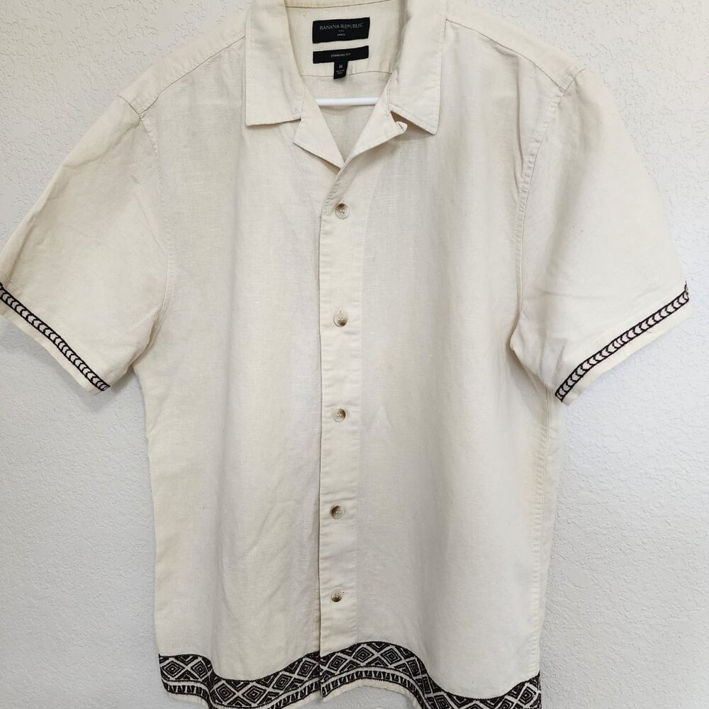 Banana Republic Men's Medium Linen Short Sleeve Button up Shirt